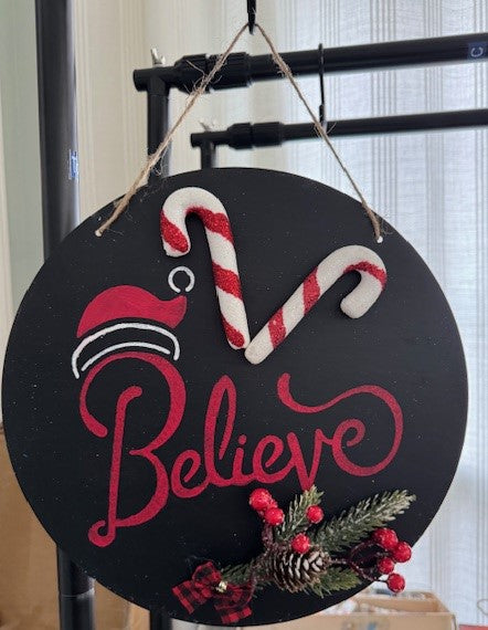 12 inch round Believe wall decor