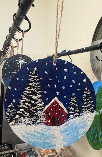 barn in the woods ornament/gift tag