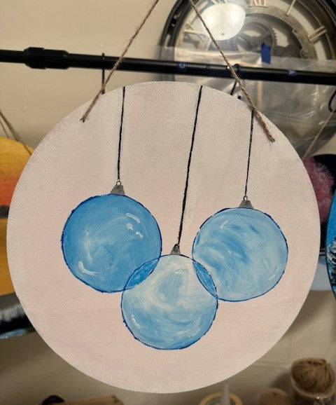 12 inch round blue ornaments