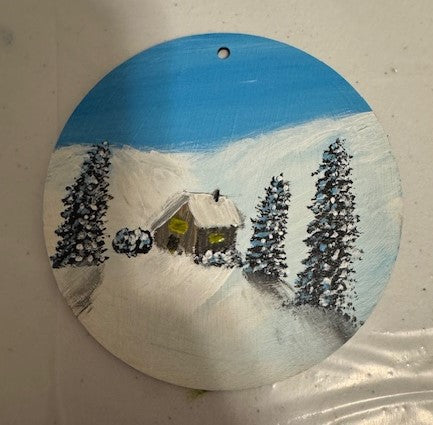 ornament - cabin in woods