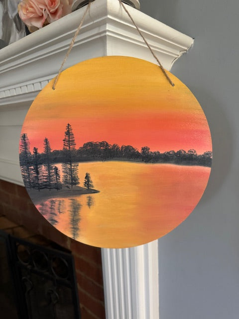 12 inch round sun scene