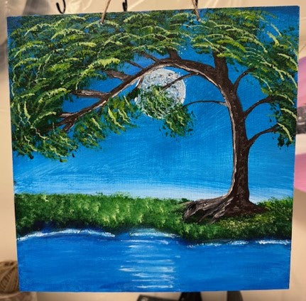 12 inch square - tree over the river